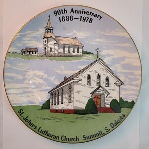 World Wide Art Studios St Johns Lutheran Church Summit SD 90th Anniversary Plate